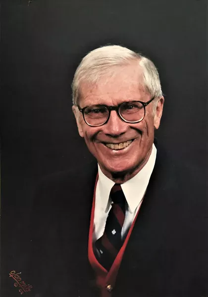 Clem Holden wearing the tie given to him by the Canadian Union of Postal Workers - COURTESY PHOTO