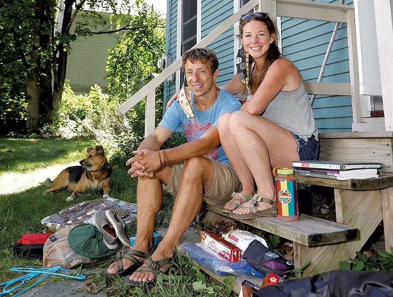 Brandon Conrad and Donna Lloyd with their dog, Hesse - DAVID SHAW