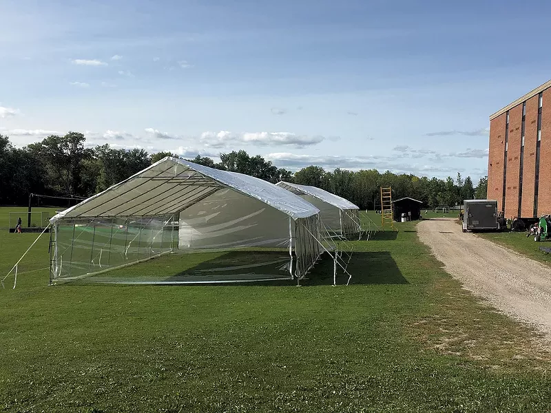 Outdoor learning tents at Middlebury Union High School - COURTESY OF MICHELLE STEELE