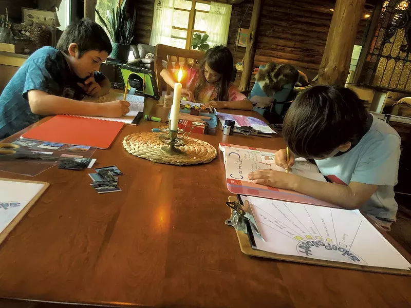 The Becker kids homeschooling - COURTESY OF RANDI BECKER