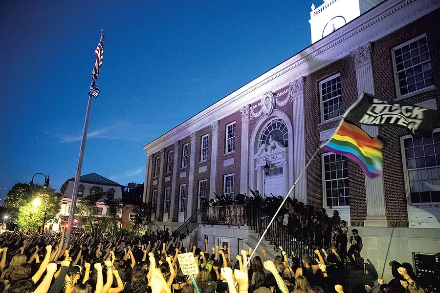 Protesters outside City Hall in Burlington - JAMES BUCK
