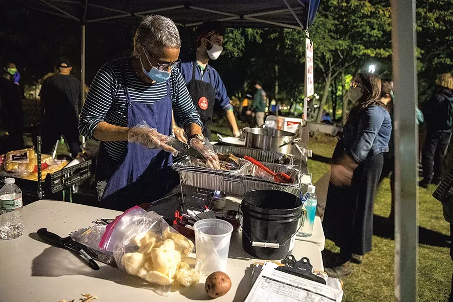 People's Kitchen serving dinner at the encampment - JAMES BUCK