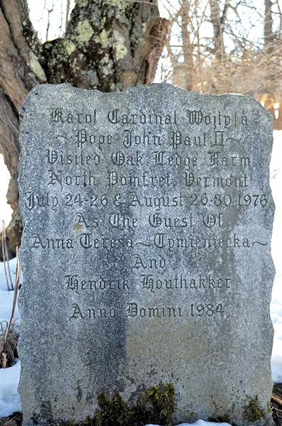 The monument marking the future pope's visits to Vermont - MOLLY WALSH
