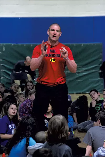 Tom Murphy speaking to elementary school students in Essex Junction - MATTHEW THORSEN