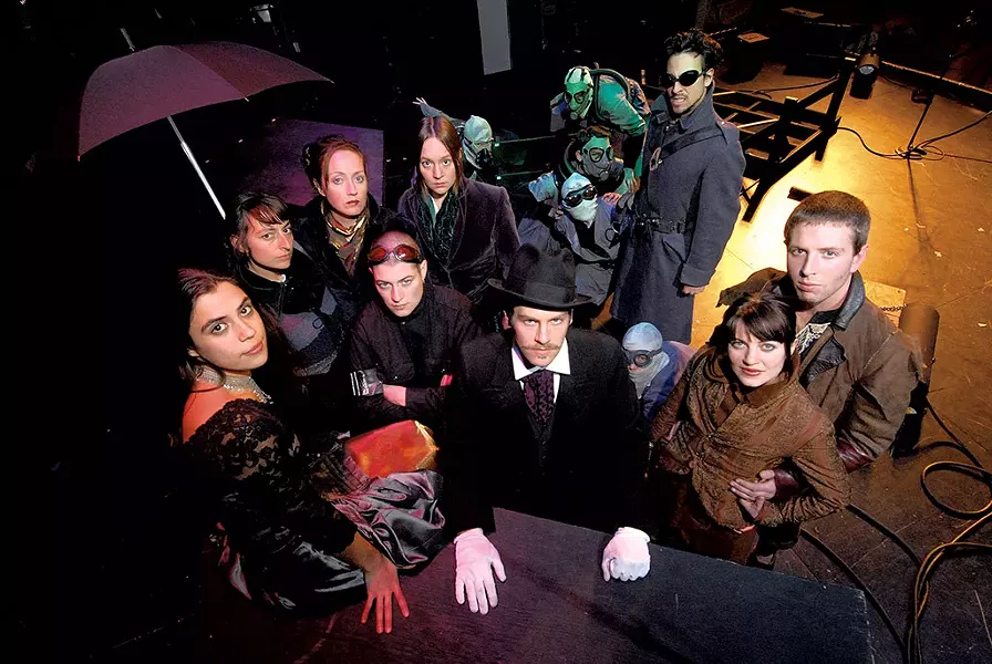 2007 Hadestown cast, left to right: Miriam Bernardo, Sarah-Dawn Albini, Lisa Raatikainen, Sara Grace, Nessa Rabin, David Symons, Ben t. Matchstick, Anaîs Mitchell, Ben Campbell - FILE: JEB WALLACE-BRODEUR