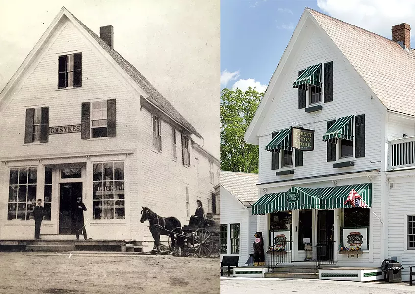 Dorset Union Store circa 1884 and today. - COURTESY OF CINDY LOUDENSLAGER | BROOKE WILCOX