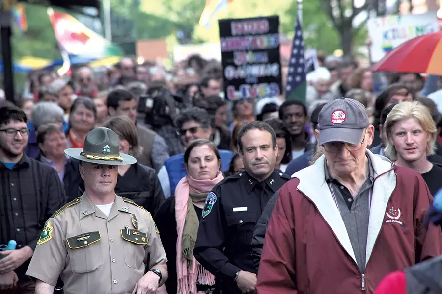 Brandon del Pozo at the march for the Orlando shooting victims in June 2016 - MATTHEW THORSEN