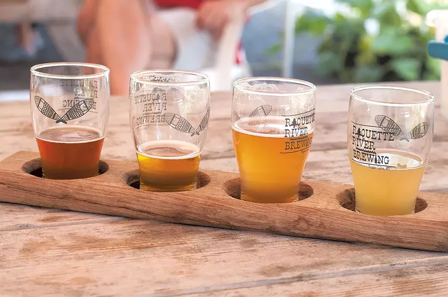 Samples of the brews at Raquette River Brewing - HANNAH PALMER EGAN
