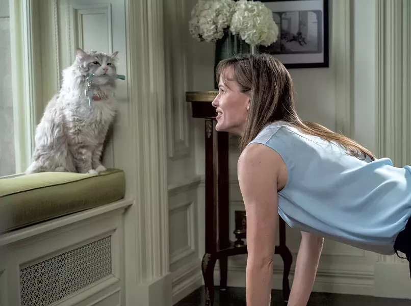 CAT GOT HIS TONGUE Mister Fuzzypants confiscates Garner’s car keys in a scene from this comedy with scarcely a whisker of fun.