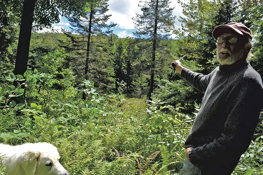 Frank Seawright pointing out the proposed location of the Windham turbine project - TERRI HALLENBECK