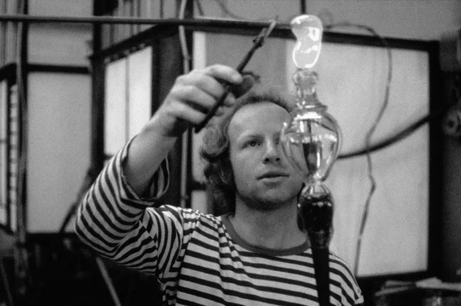 Simon at work in his Bennettsbridge workshop in the 1970s - COURTESY OF SIMON PEARCE, JOHN SHERMAN & GLENN SUOKKO
