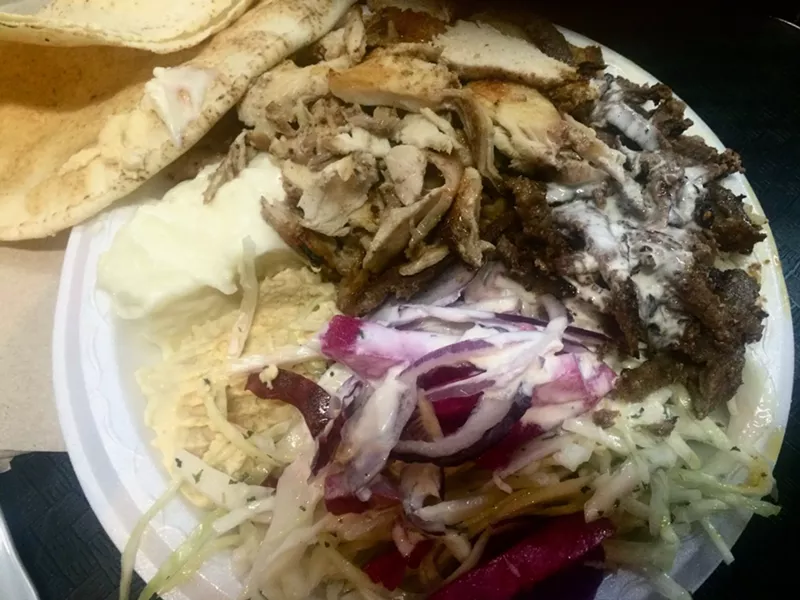 Shawarma combo platter at Boustan - SUZANNE PODHAIZER
