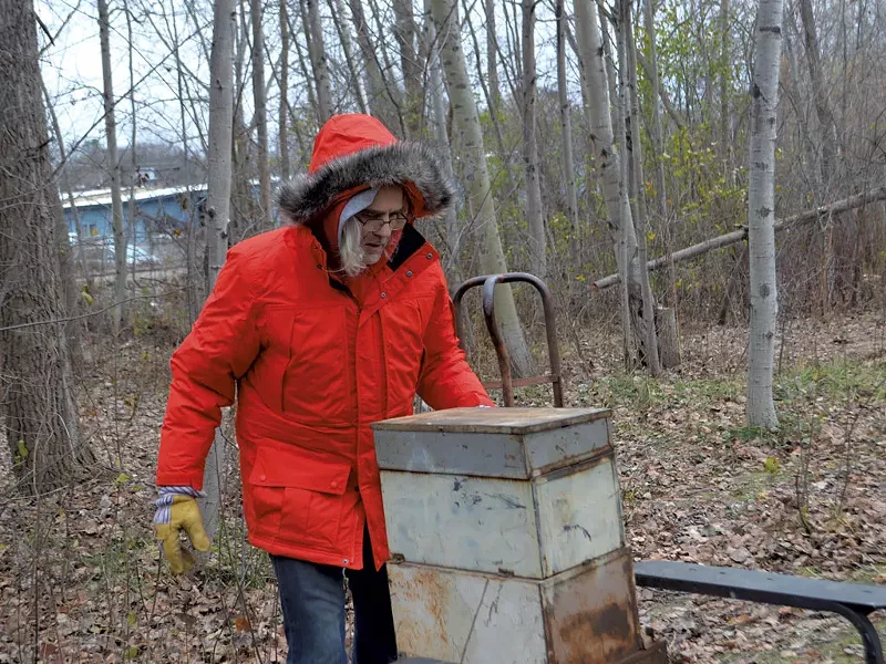 Stephen Marshall at a Burlington homeless encampment - KATIE JICKLING