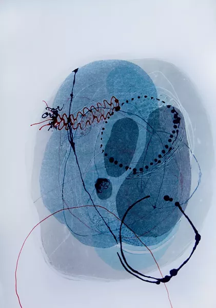 "Plastiglomerate: Cytology 1" monoprint - COURTESY OF KATIE LOESEL