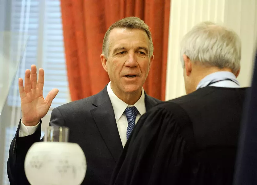 Gov. Phil Scott swears the oath of office - JEB WALLACE-BRODEUR