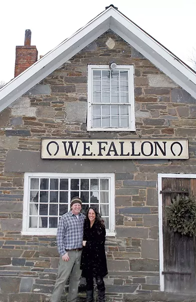 Mark Meyerrose and Stacy Hopkins at the blacksmith shop - SARAH PRIESTAP