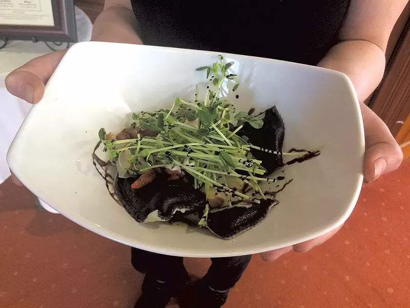 Lobster ravioli at Blue Cat Steak & Wine Bar - SUZANNE PODHAIZER