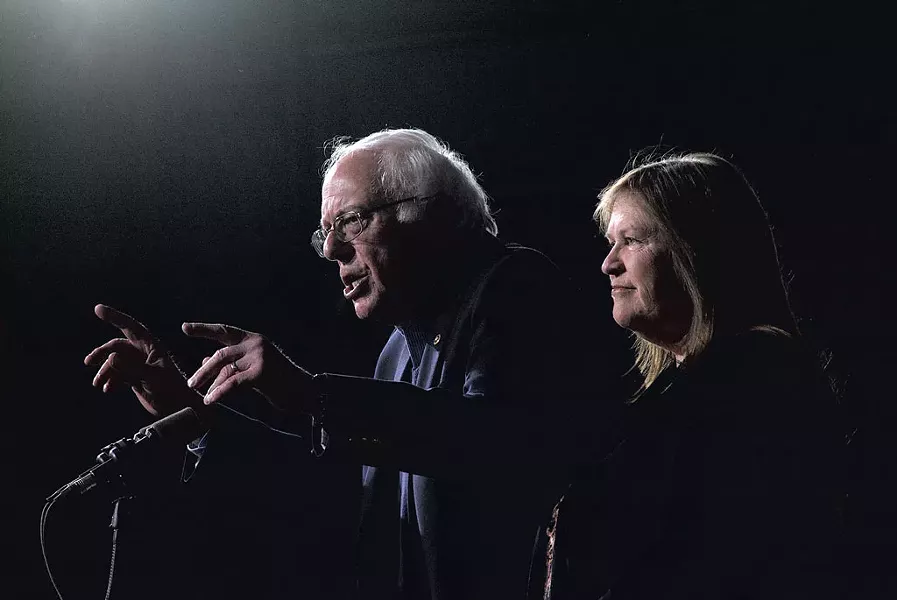 Jane O'Meara Sanders (right) and her husband - MATTHEW THORSEN