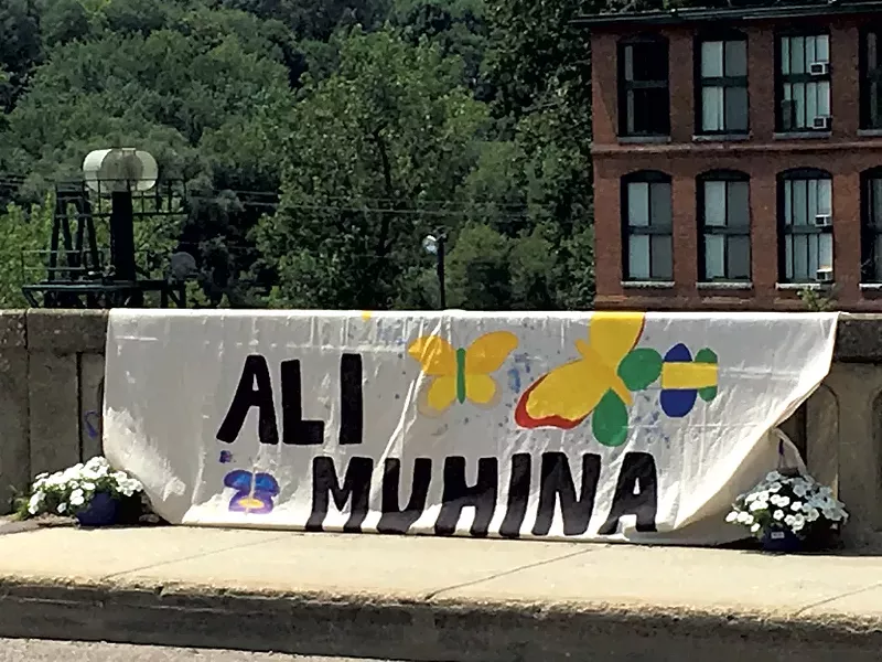 Banner on the bridge between Burlington and Winooski - MATTHEW ROY