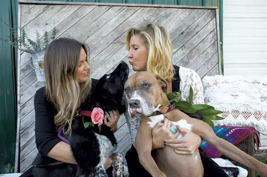 Chelsea and Katie with their dogs - ROCKET