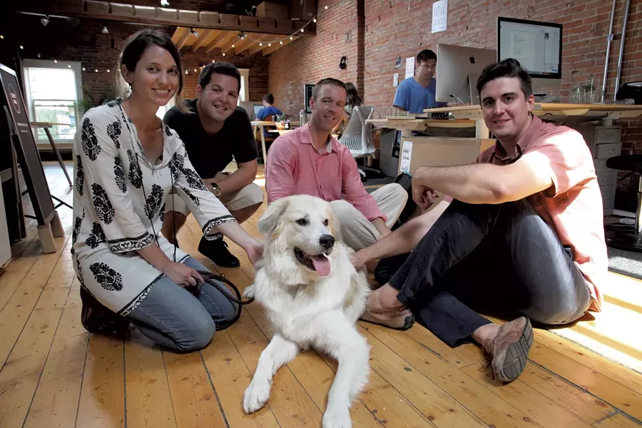 From left, Leah Fishman, Aaron Band, Guy Derry, Douglas Schatz, with Oak - MATTHEW THORSEN