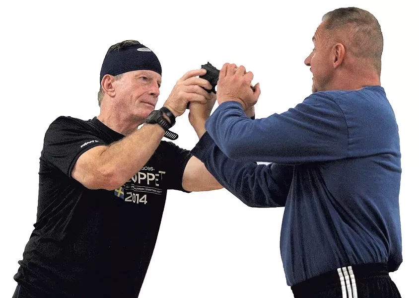 Stuart Stevens learning Krav Maga from Ernie Roick - PAUL HEINTZ