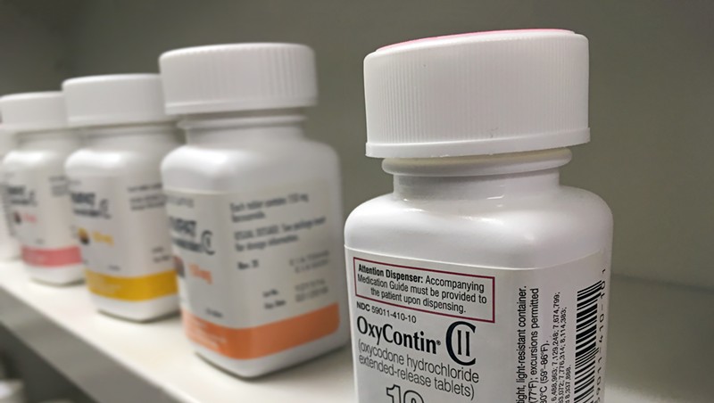 OxyContin on a pharmacy shelf