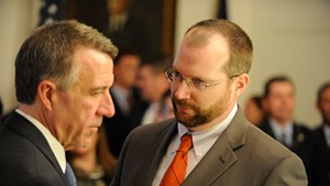 Gov. Phil Scott (left) and his chief of staff Jason Gibbs