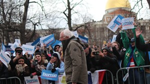 Sen. Bernie Sanders campaigning Saturday on Boston Common in Massachusetts