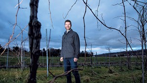 David Keck in the vineyard at Boyden Valley Winery in Cambridge