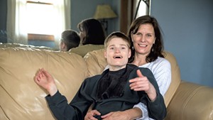 Kathleen O'Brien with her son Christopher Demeritt at their home in South Burlington