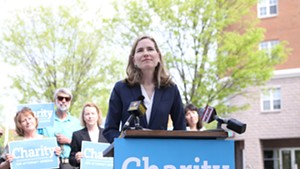 Charity Clark at a press conference Monday announcing her candidacy