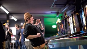 Preston Francisco competing at the Vermont State Pinball Championship