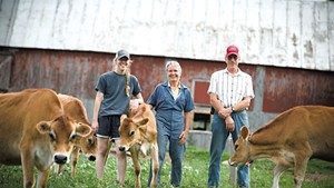 Left to right: Claire, Linda and Paul Stanley at Paul-Lin dairy