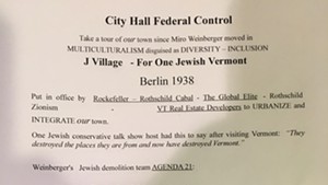 The flyer left inside Burlington City Hall Auditorium ahead of Monday’s city council meeting.