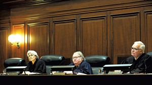 Left to right: Justices Beth Robinson, John Dooley and Harold Eaton Jr.