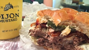Double bacon cheeseburger, Mountain View Snackbar of Barre