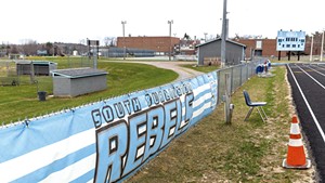 Rebels banners at South Burlington High School