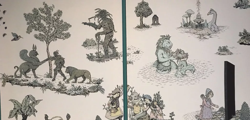 Detail of "Four Seasons in the Garden of Toilerie" by Richard Saja - COURTESY OF SHELBURNE MUSEUM