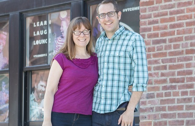 Natalie Miller and Nathan Hartswick in front of the future VCC - DAN BOLLES