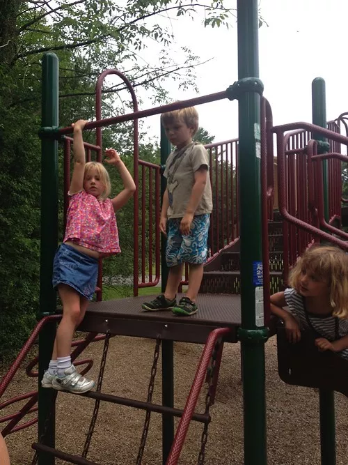 Exploring the playground at Button Bay State Park