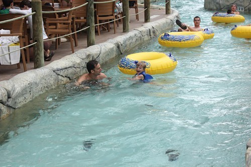 Theo and Jeff Novak in the Lazy River