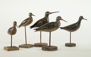 COURTESY OF SHELBURNE MUSEUM - Dowitcher and Yellowlegs Shorebird Stick-up Decoys by Charles Sumner Bunn
