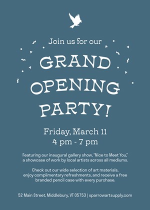 Invitation for Grand Opening Party - Uploaded by sparrowartsupply.com