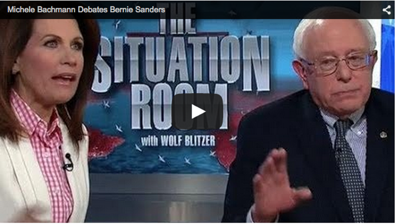 Video: Sanders Gets All Up in Bachmann's Grill