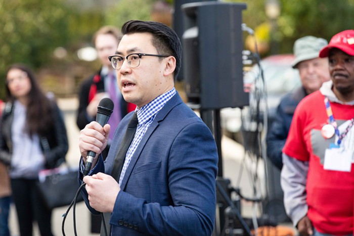 Speakin to the people on the Capitol steps.