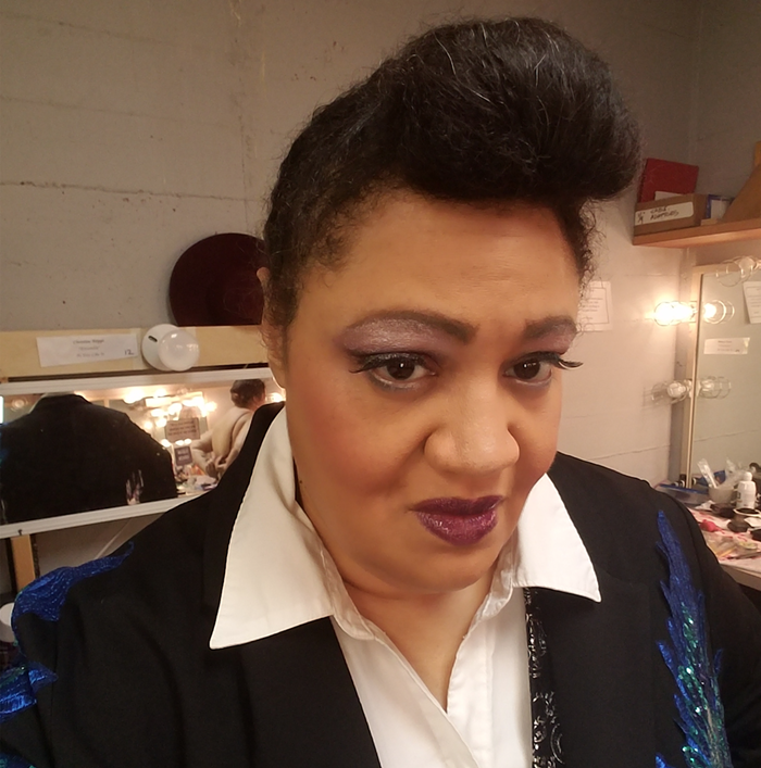 My homage to Janelle Monae, Rebecca says about this pic, a selfie taken while she was in costume for As You Like It at Seattle Shakes.