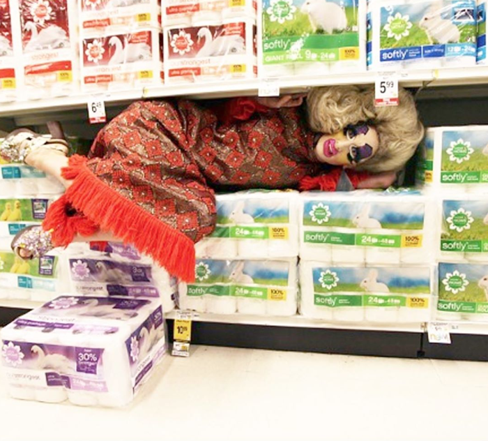 Cherdonna in a grocery store in 2014, when toilet paper aisles were more plentiful.