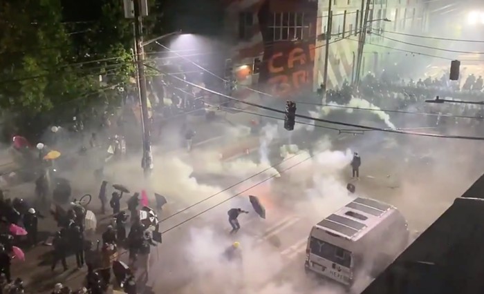 The scene last night at Pine Street and 11th Avenue at 12:15 am. The scene last night at Pine Street and 11th Avenue at 12:15 am.