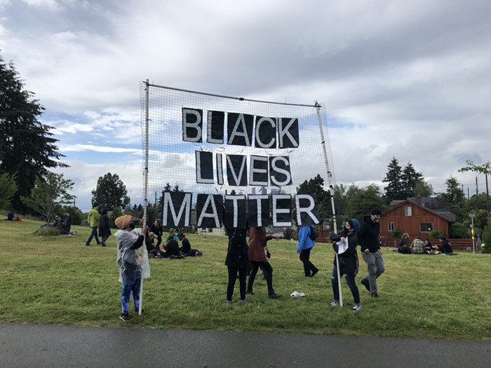 The sun started shining once protesters reached Jefferson Park.